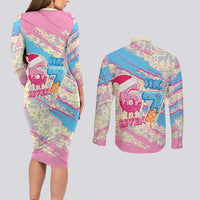 Six Seven Ice Cream Drip Couples Matching Long Sleeve Bodycon Dress and Long Sleeve Button Shirt 67 Funny Christmas Gen Alpha Slang - Wonder Print Shop