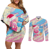 Six Seven Ice Cream Drip Couples Matching Off Shoulder Short Dress and Long Sleeve Button Shirt 67 Funny Christmas Gen Alpha Slang - Wonder Print Shop