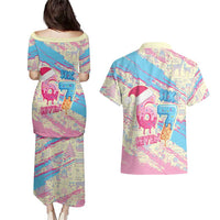 Six Seven Ice Cream Drip Couples Matching Puletasi and Hawaiian Shirt 67 Funny Christmas Gen Alpha Slang - Wonder Print Shop