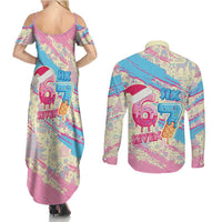 Six Seven Ice Cream Drip Couples Matching Summer Maxi Dress and Long Sleeve Button Shirt 67 Funny Christmas Gen Alpha Slang - Wonder Print Shop