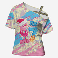Six Seven Ice Cream Drip Cross Shoulder Shirt 67 Funny Christmas Gen Alpha Slang - Wonder Print Shop