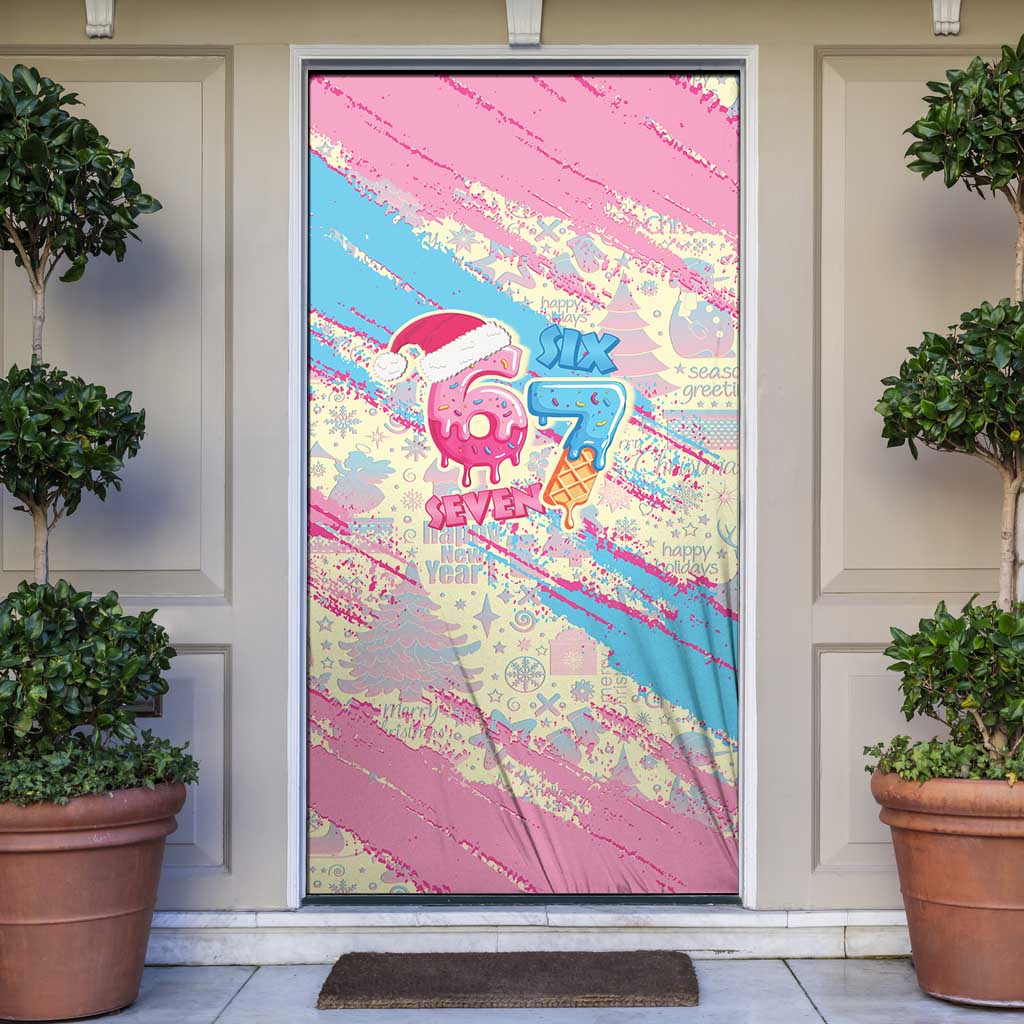 Six Seven Ice Cream Drip Door Cover 67 Funny Christmas Gen Alpha Slang - Wonder Print Shop