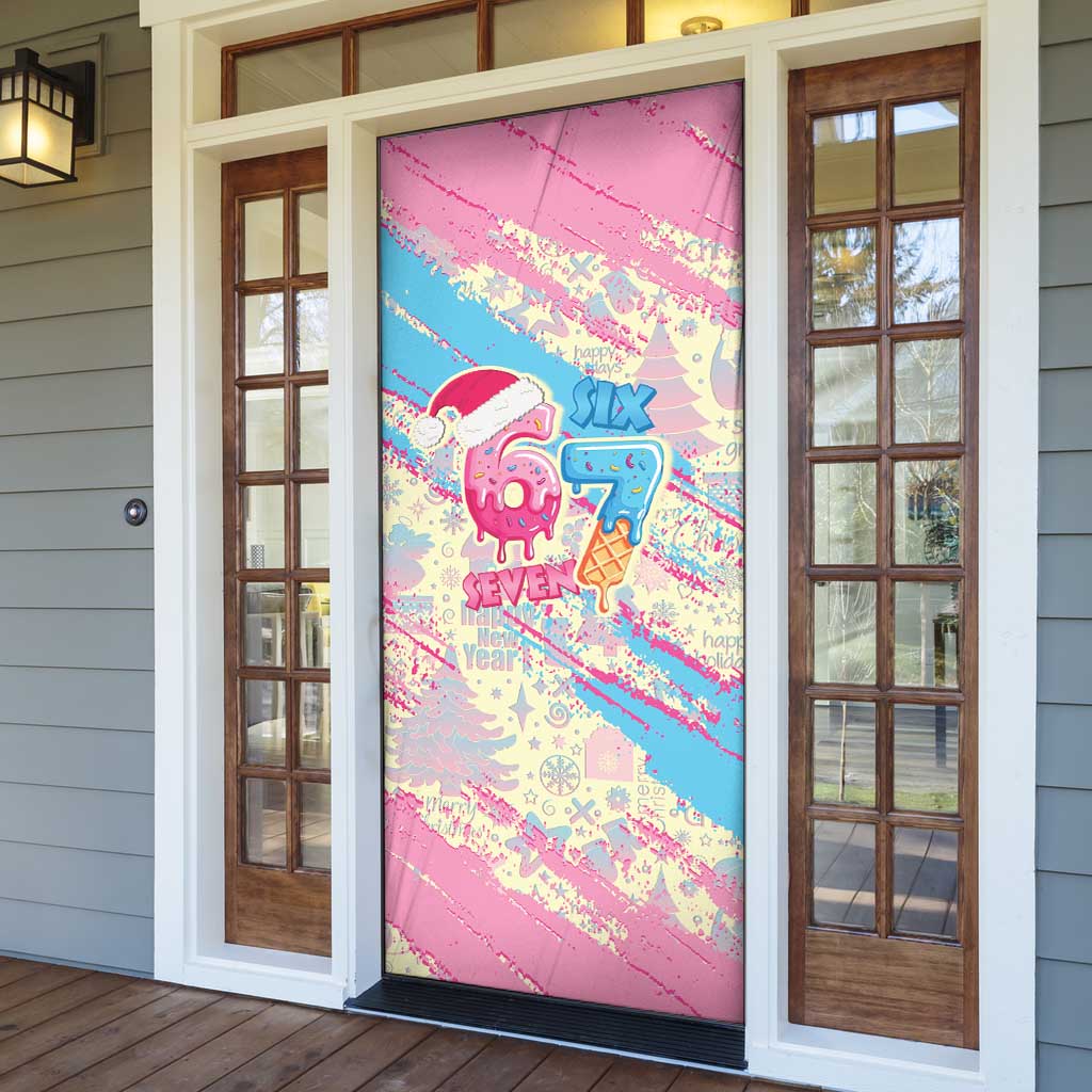 Six Seven Ice Cream Drip Door Cover 67 Funny Christmas Gen Alpha Slang - Wonder Print Shop