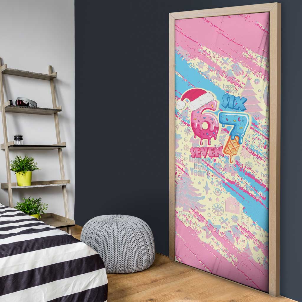 Six Seven Ice Cream Drip Door Cover 67 Funny Christmas Gen Alpha Slang - Wonder Print Shop