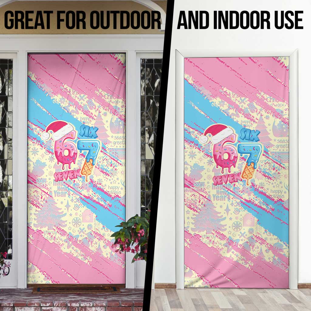 Six Seven Ice Cream Drip Door Cover 67 Funny Christmas Gen Alpha Slang - Wonder Print Shop