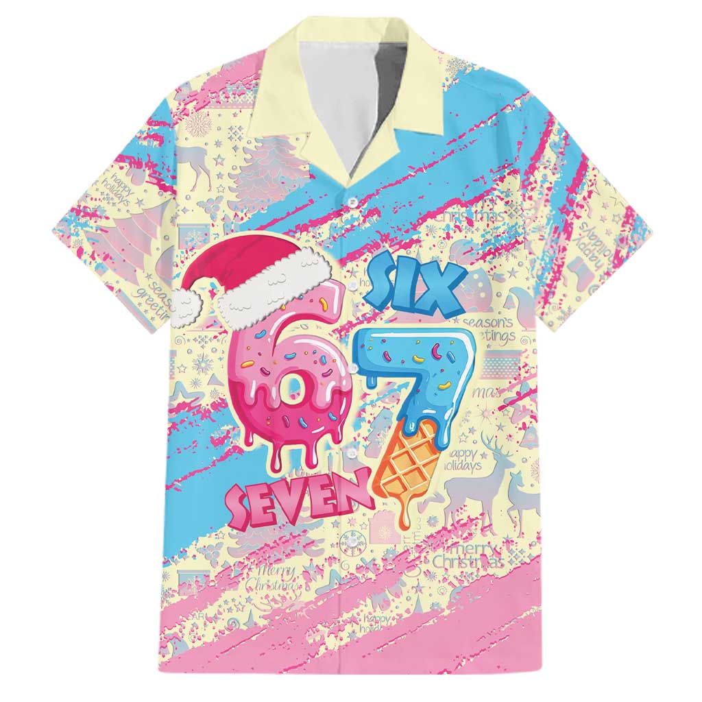 Six Seven Ice Cream Drip Family Matching Long Sleeve Bodycon Dress and Hawaiian Shirt 67 Funny Christmas Gen Alpha Slang - Wonder Print Shop