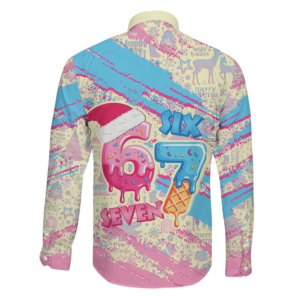 Six Seven Ice Cream Drip Family Matching Long Sleeve Bodycon Dress and Hawaiian Shirt 67 Funny Christmas Gen Alpha Slang - Wonder Print Shop