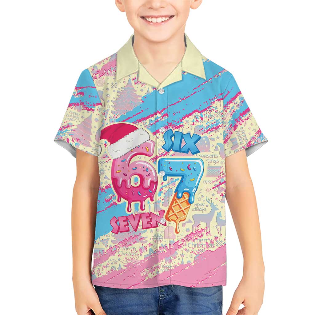 Six Seven Ice Cream Drip Family Matching Long Sleeve Bodycon Dress and Hawaiian Shirt 67 Funny Christmas Gen Alpha Slang - Wonder Print Shop