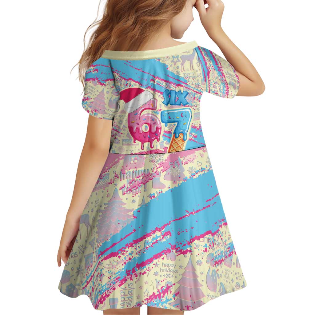 Six Seven Ice Cream Drip Family Matching Off The Shoulder Long Sleeve Dress and Hawaiian Shirt 67 Funny Christmas Gen Alpha Slang - Wonder Print Shop