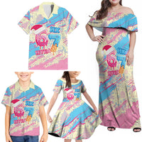 Six Seven Ice Cream Drip Family Matching Off Shoulder Maxi Dress and Hawaiian Shirt 67 Funny Christmas Gen Alpha Slang - Wonder Print Shop