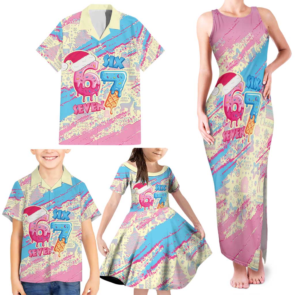 Six Seven Ice Cream Drip Family Matching Tank Maxi Dress and Hawaiian Shirt 67 Funny Christmas Gen Alpha Slang - Wonder Print Shop