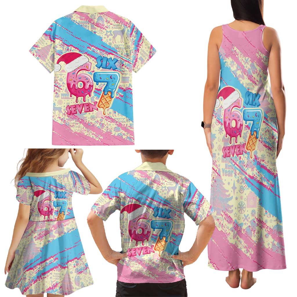 Six Seven Ice Cream Drip Family Matching Tank Maxi Dress and Hawaiian Shirt 67 Funny Christmas Gen Alpha Slang - Wonder Print Shop