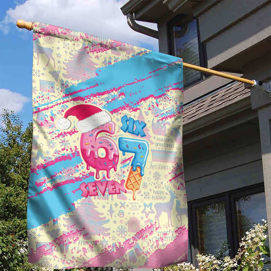 Six Seven Ice Cream Drip Garden Flag 67 Funny Christmas Gen Alpha Slang - Wonder Print Shop