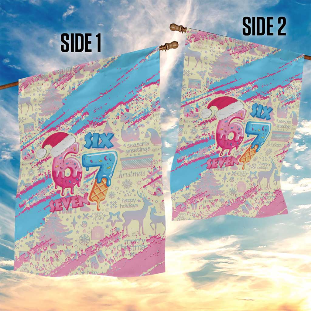 Six Seven Ice Cream Drip Garden Flag 67 Funny Christmas Gen Alpha Slang - Wonder Print Shop