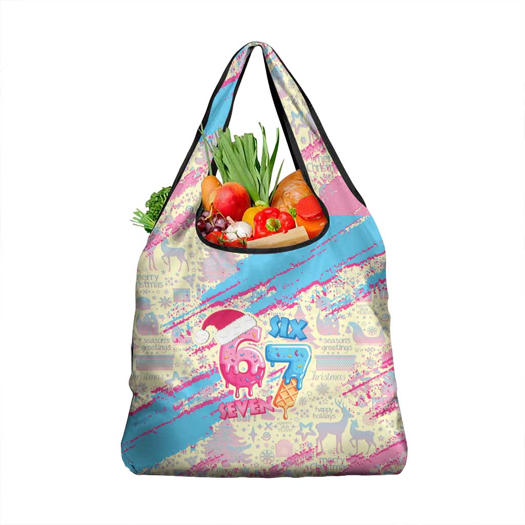 Six Seven Ice Cream Drip Grocery Bag 67 Funny Christmas Gen Alpha Slang - Wonder Print Shop