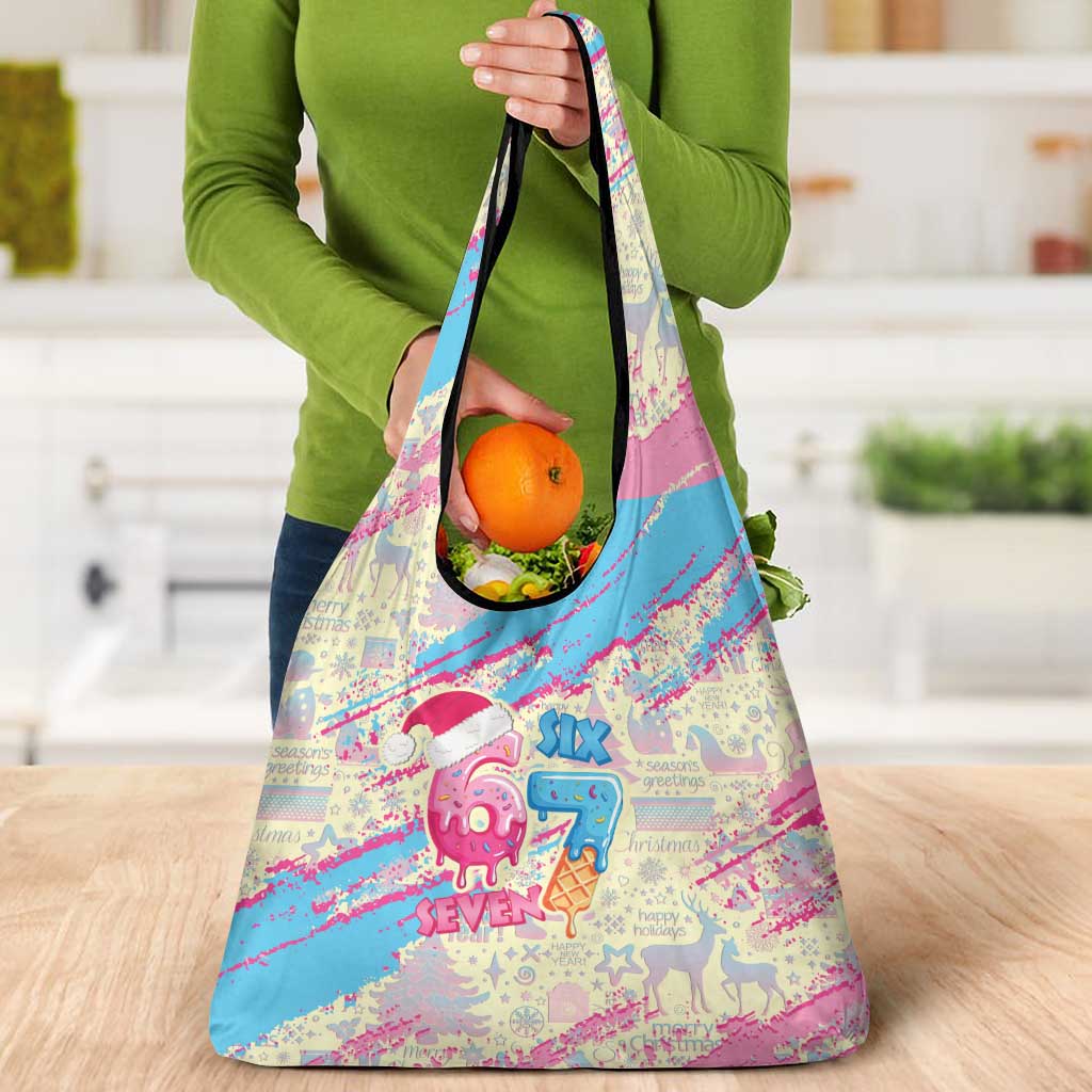 Six Seven Ice Cream Drip Grocery Bag 67 Funny Christmas Gen Alpha Slang - Wonder Print Shop