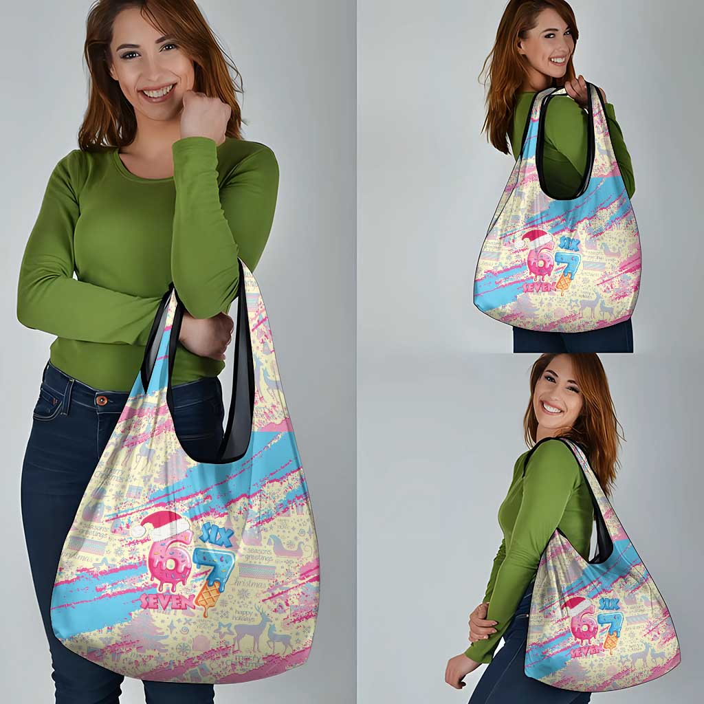 Six Seven Ice Cream Drip Grocery Bag 67 Funny Christmas Gen Alpha Slang - Wonder Print Shop