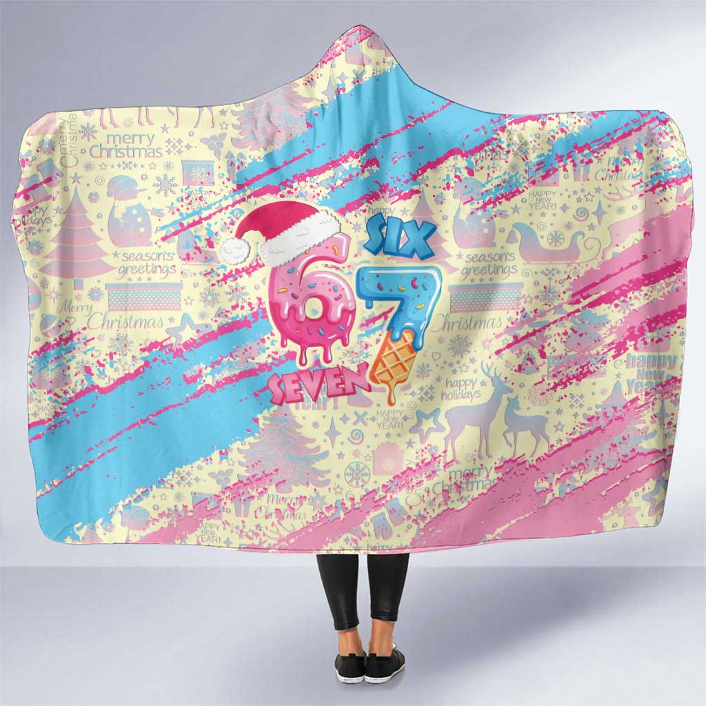 Six Seven Ice Cream Drip Hooded Blanket 67 Funny Christmas Gen Alpha Slang - Wonder Print Shop