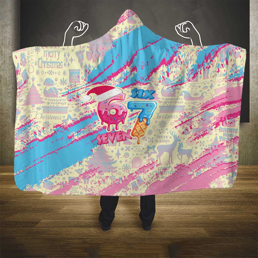 Six Seven Ice Cream Drip Hooded Blanket 67 Funny Christmas Gen Alpha Slang - Wonder Print Shop