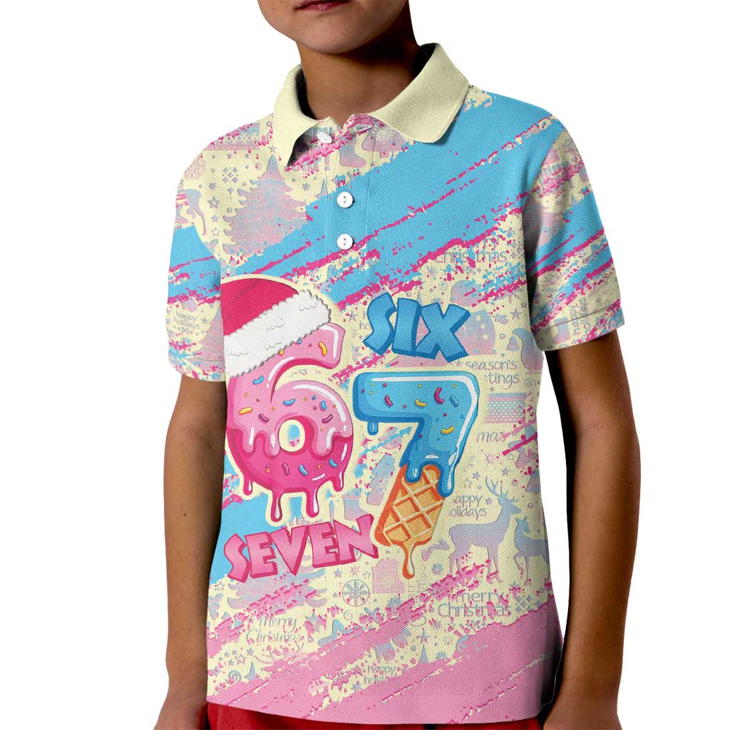Six Seven Ice Cream Drip Kid Polo Shirt 67 Funny Christmas Gen Alpha Slang - Wonder Print Shop