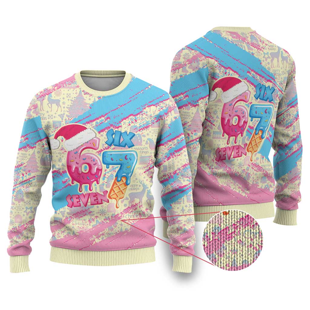 Six Seven Ice Cream Drip Ugly Christmas Sweater 67 Funny Christmas Gen Alpha Slang - Wonder Print Shop