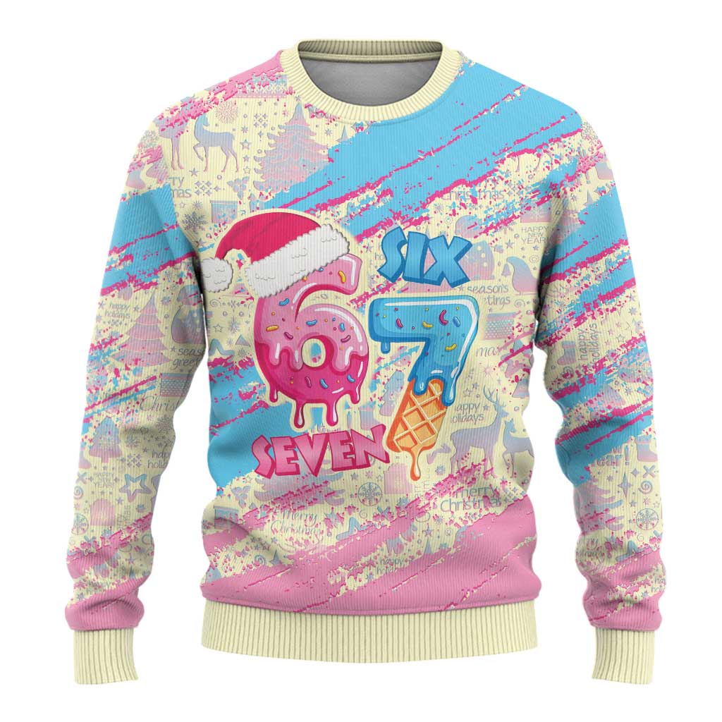 Six Seven Ice Cream Drip Ugly Christmas Sweater 67 Funny Christmas Gen Alpha Slang - Wonder Print Shop