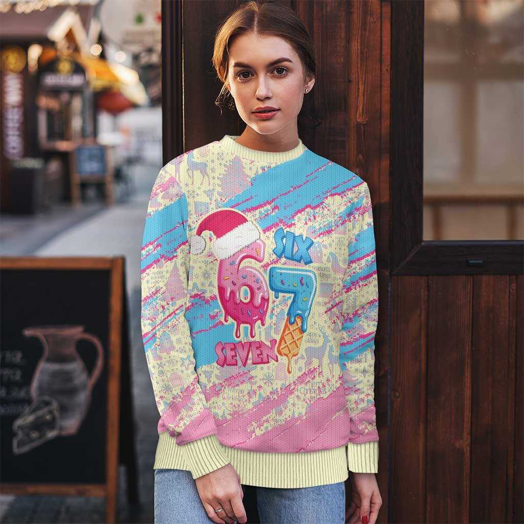 Six Seven Ice Cream Drip Ugly Christmas Sweater 67 Funny Christmas Gen Alpha Slang - Wonder Print Shop