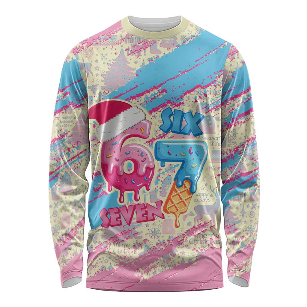 Six Seven Ice Cream Drip Long Sleeve Shirt 67 Funny Christmas Gen Alpha Slang - Wonder Print Shop