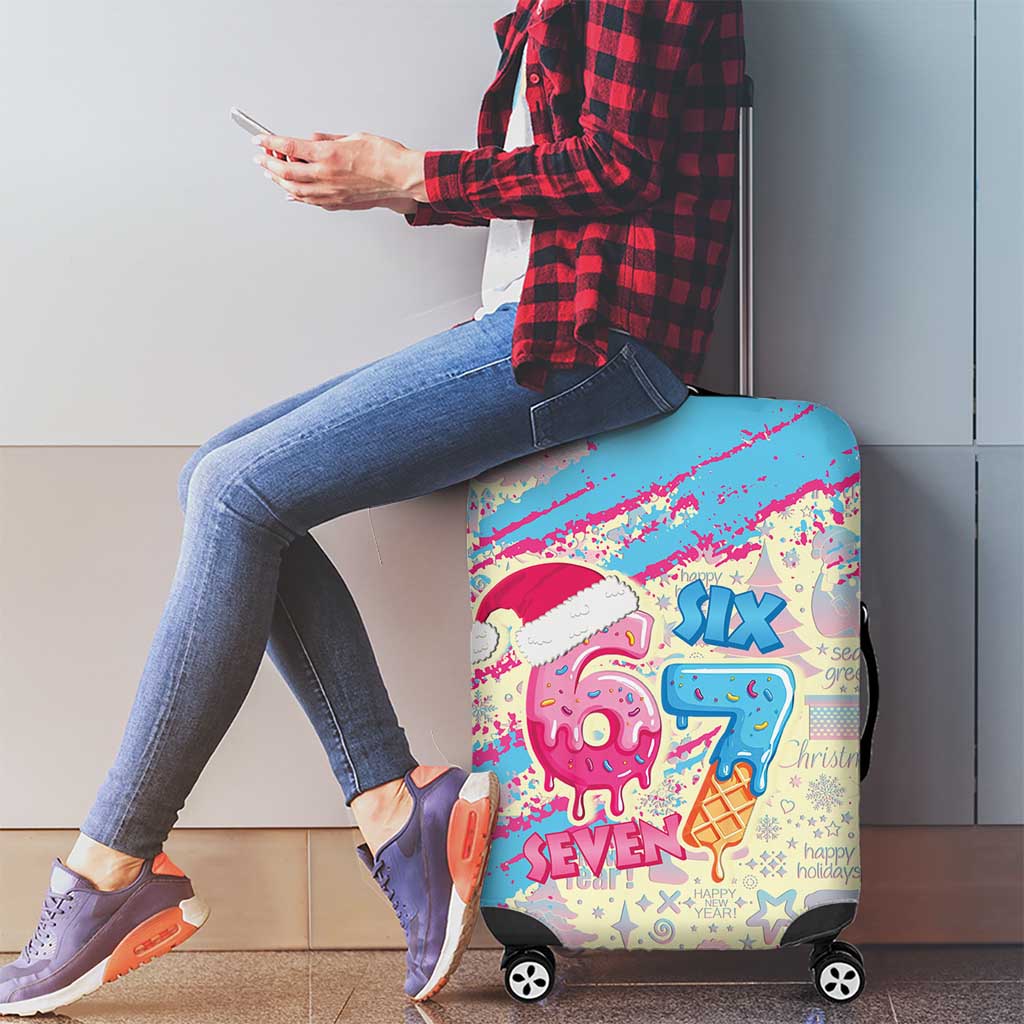 Six Seven Ice Cream Drip Luggage Cover 67 Funny Christmas Gen Alpha Slang - Wonder Print Shop