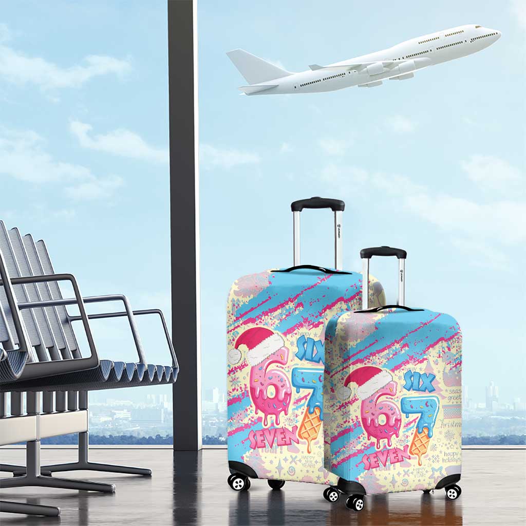 Six Seven Ice Cream Drip Luggage Cover 67 Funny Christmas Gen Alpha Slang - Wonder Print Shop
