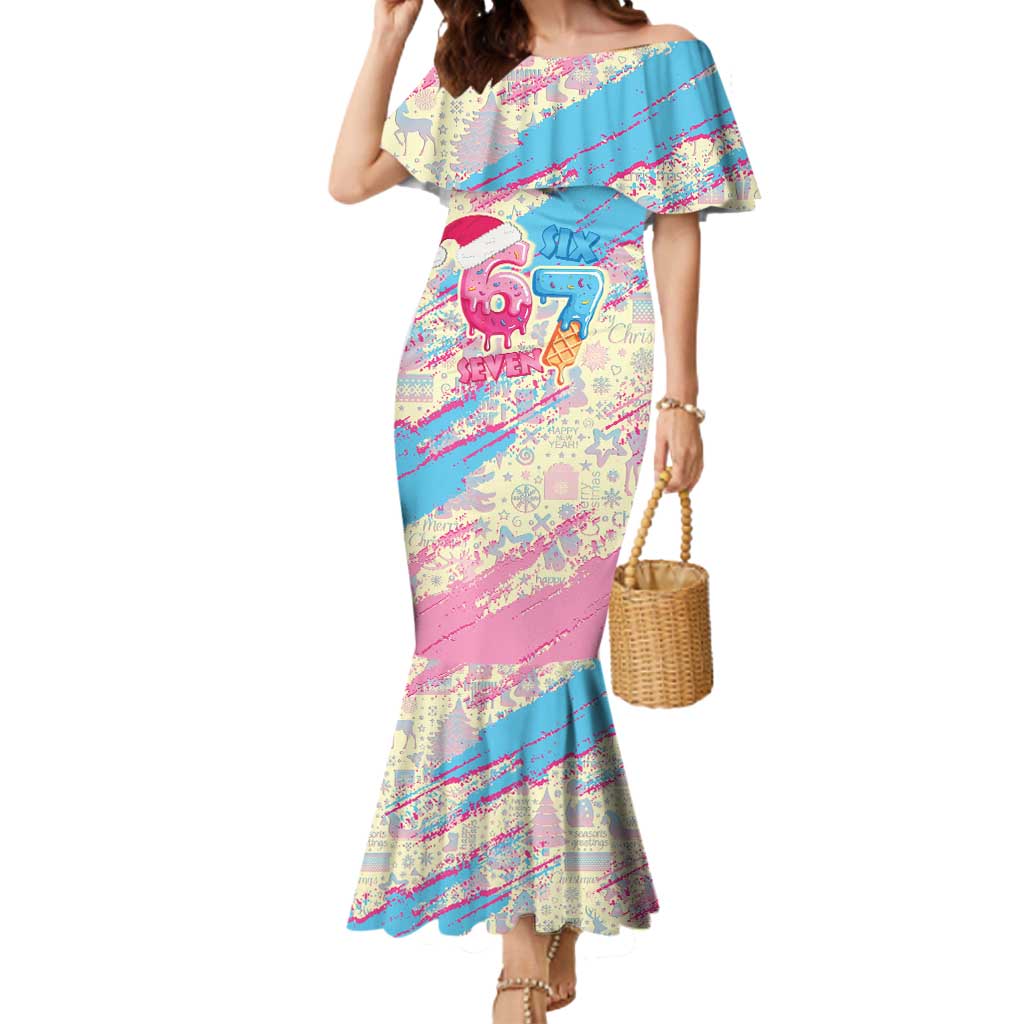 Six Seven Ice Cream Drip Mermaid Dress 67 Funny Christmas Gen Alpha Slang - Wonder Print Shop