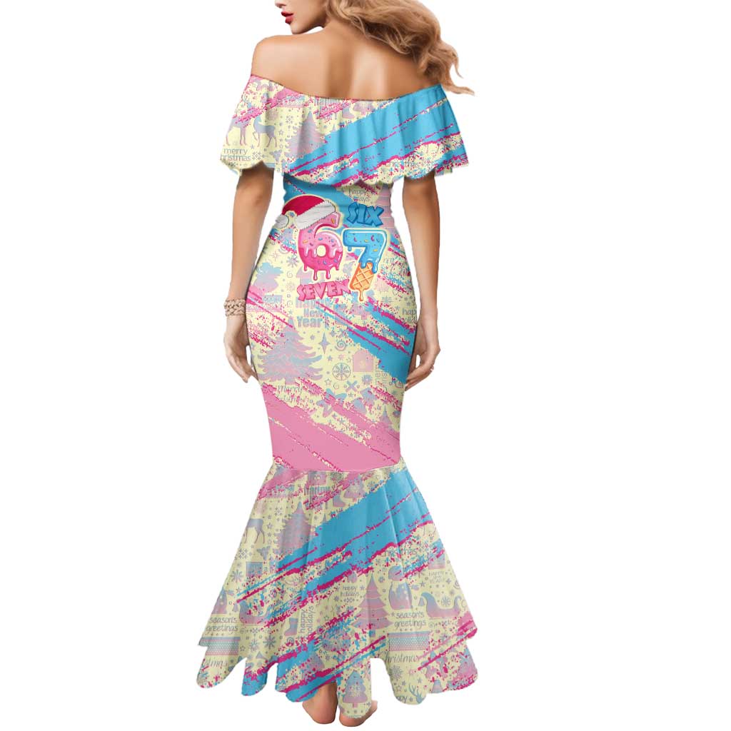 Six Seven Ice Cream Drip Mermaid Dress 67 Funny Christmas Gen Alpha Slang - Wonder Print Shop