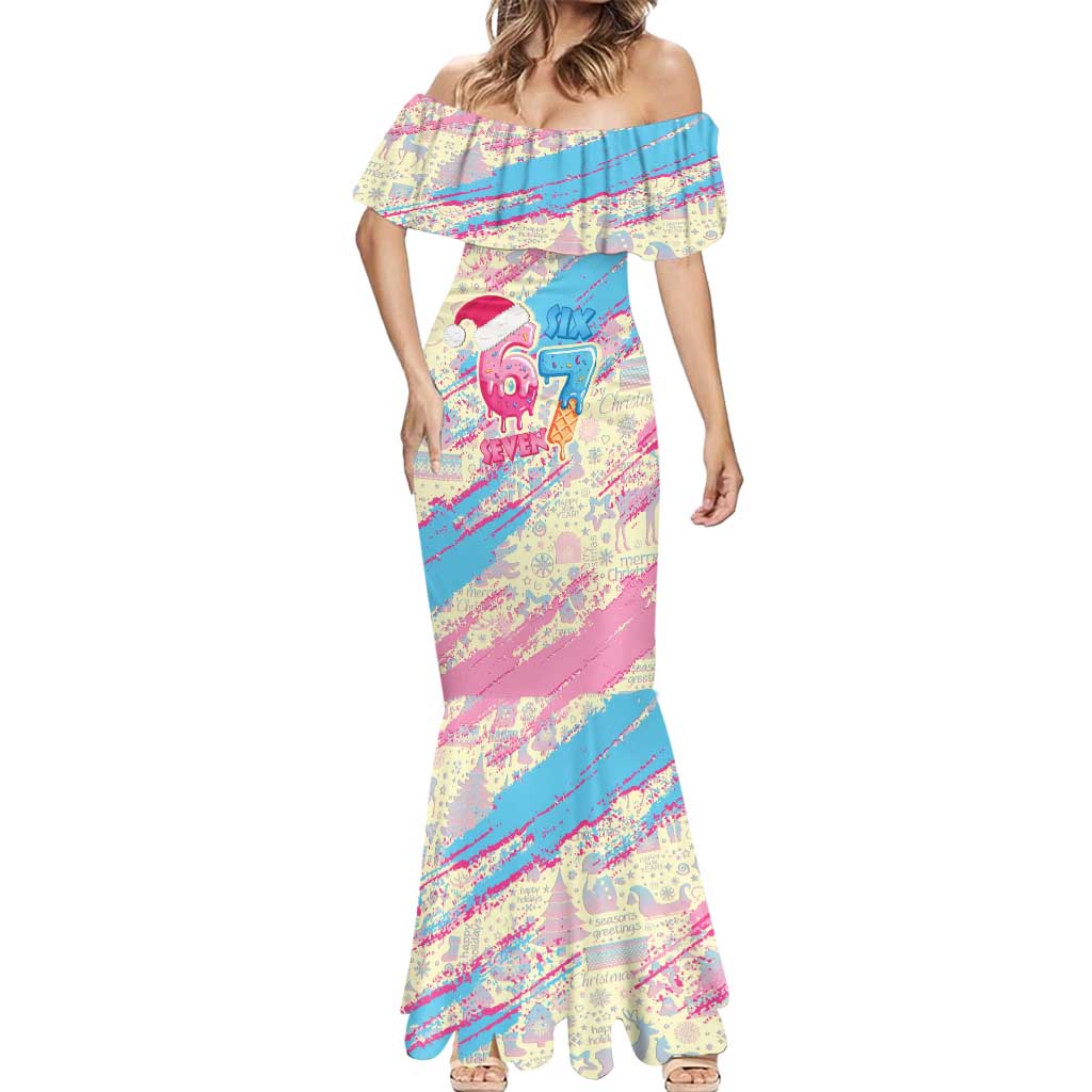 Six Seven Ice Cream Drip Mermaid Dress 67 Funny Christmas Gen Alpha Slang - Wonder Print Shop