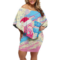 Six Seven Ice Cream Drip Off Shoulder Short Dress 67 Funny Christmas Gen Alpha Slang - Wonder Print Shop