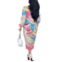 Six Seven Ice Cream Drip Off The Shoulder Long Sleeve Dress 67 Funny Christmas Gen Alpha Slang - Wonder Print Shop