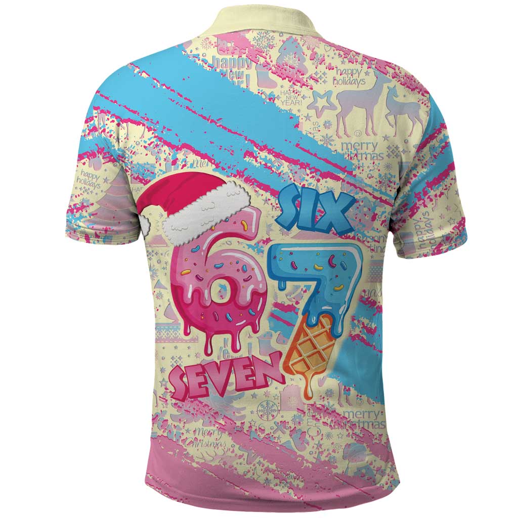 Six Seven Ice Cream Drip Polo Shirt 67 Funny Christmas Gen Alpha Slang - Wonder Print Shop