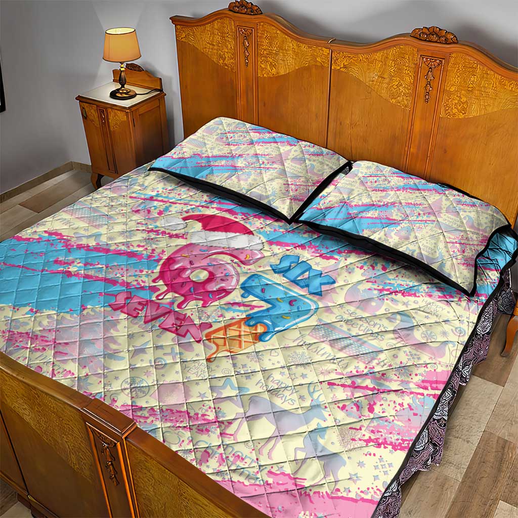 Six Seven Ice Cream Drip Quilt Bed Set 67 Funny Christmas Gen Alpha Slang - Wonder Print Shop