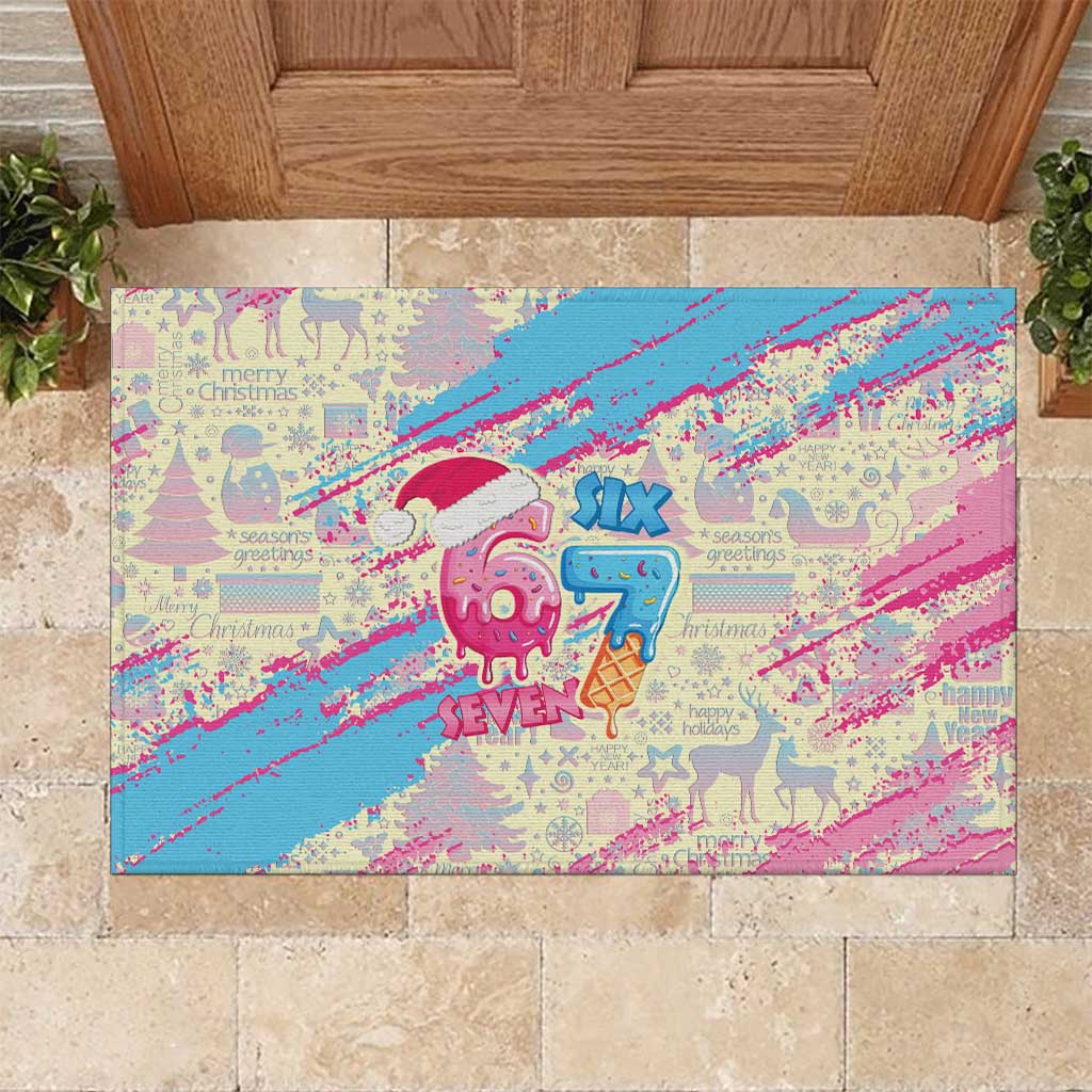 Six Seven Ice Cream Drip Rubber Doormat 67 Funny Christmas Gen Alpha Slang - Wonder Print Shop