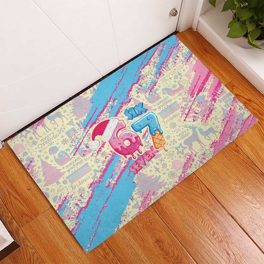 Six Seven Ice Cream Drip Rubber Doormat 67 Funny Christmas Gen Alpha Slang - Wonder Print Shop
