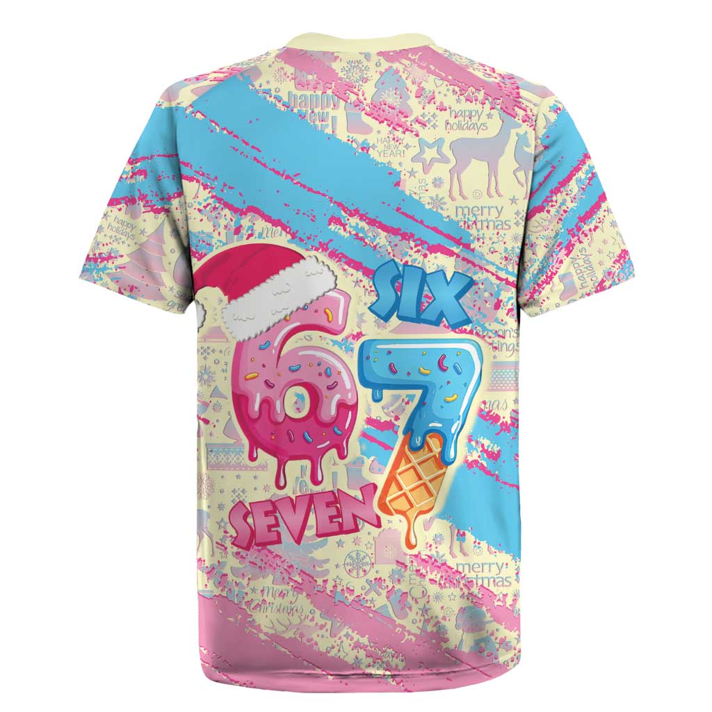 Six Seven Ice Cream Drip Rugby Jersey 67 Funny Christmas Gen Alpha Slang - Wonder Print Shop