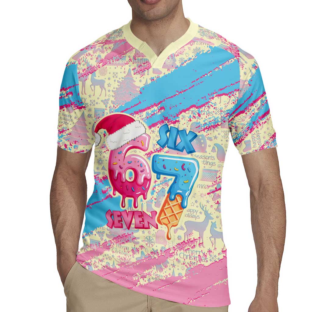Six Seven Ice Cream Drip Rugby Jersey 67 Funny Christmas Gen Alpha Slang - Wonder Print Shop