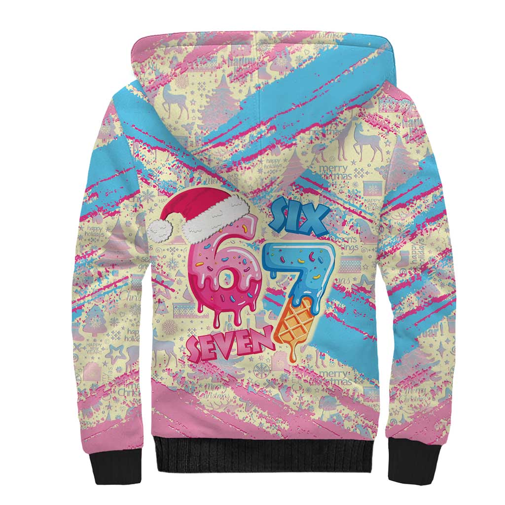 Six Seven Ice Cream Drip Sherpa Hoodie 67 Funny Christmas Gen Alpha Slang - Wonder Print Shop