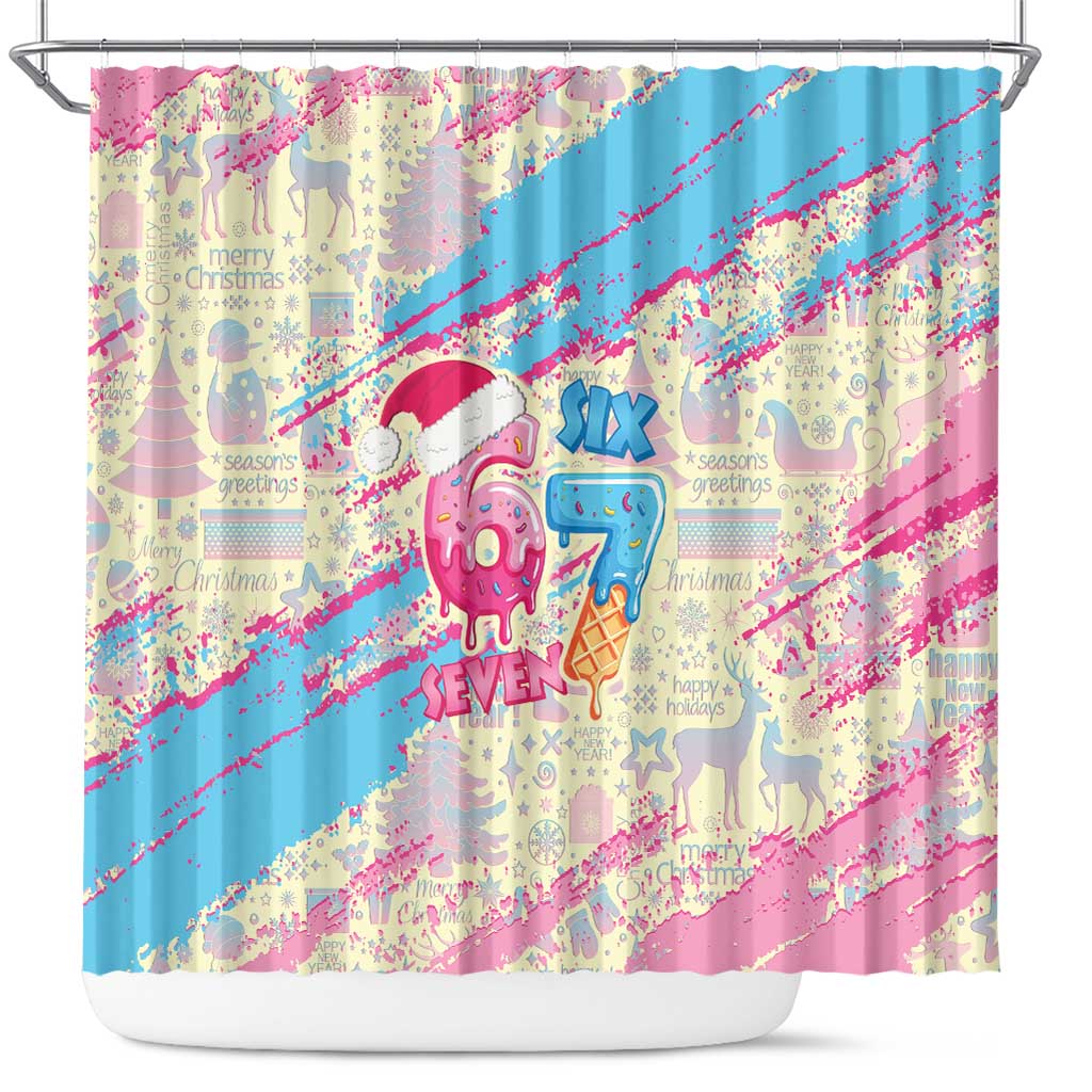 Six Seven Ice Cream Drip Shower Curtain 67 Funny Christmas Gen Alpha Slang - Wonder Print Shop