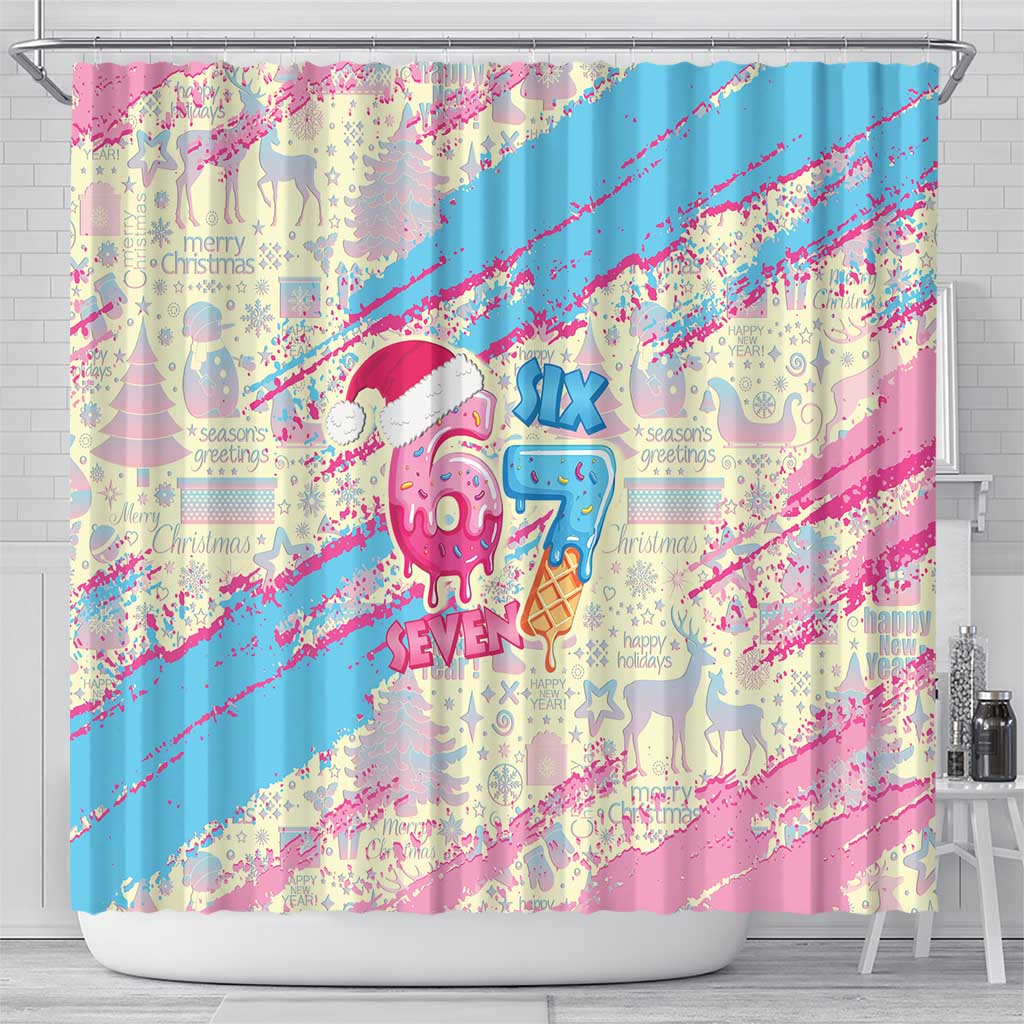 Six Seven Ice Cream Drip Shower Curtain 67 Funny Christmas Gen Alpha Slang - Wonder Print Shop