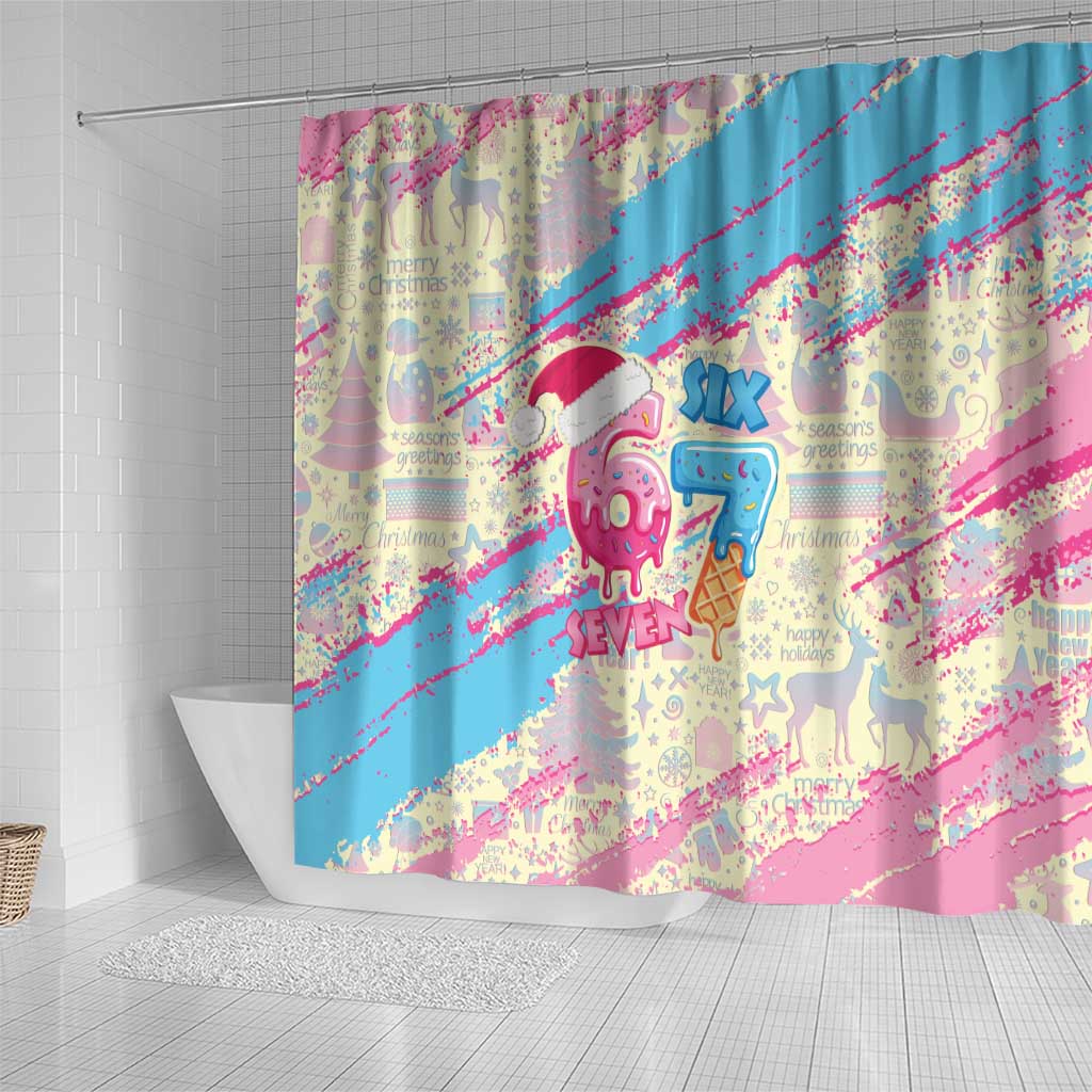 Six Seven Ice Cream Drip Shower Curtain 67 Funny Christmas Gen Alpha Slang - Wonder Print Shop