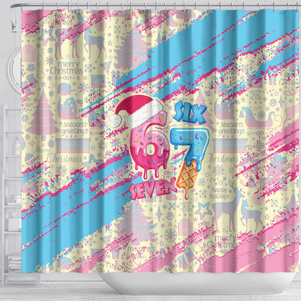 Six Seven Ice Cream Drip Shower Curtain 67 Funny Christmas Gen Alpha Slang - Wonder Print Shop
