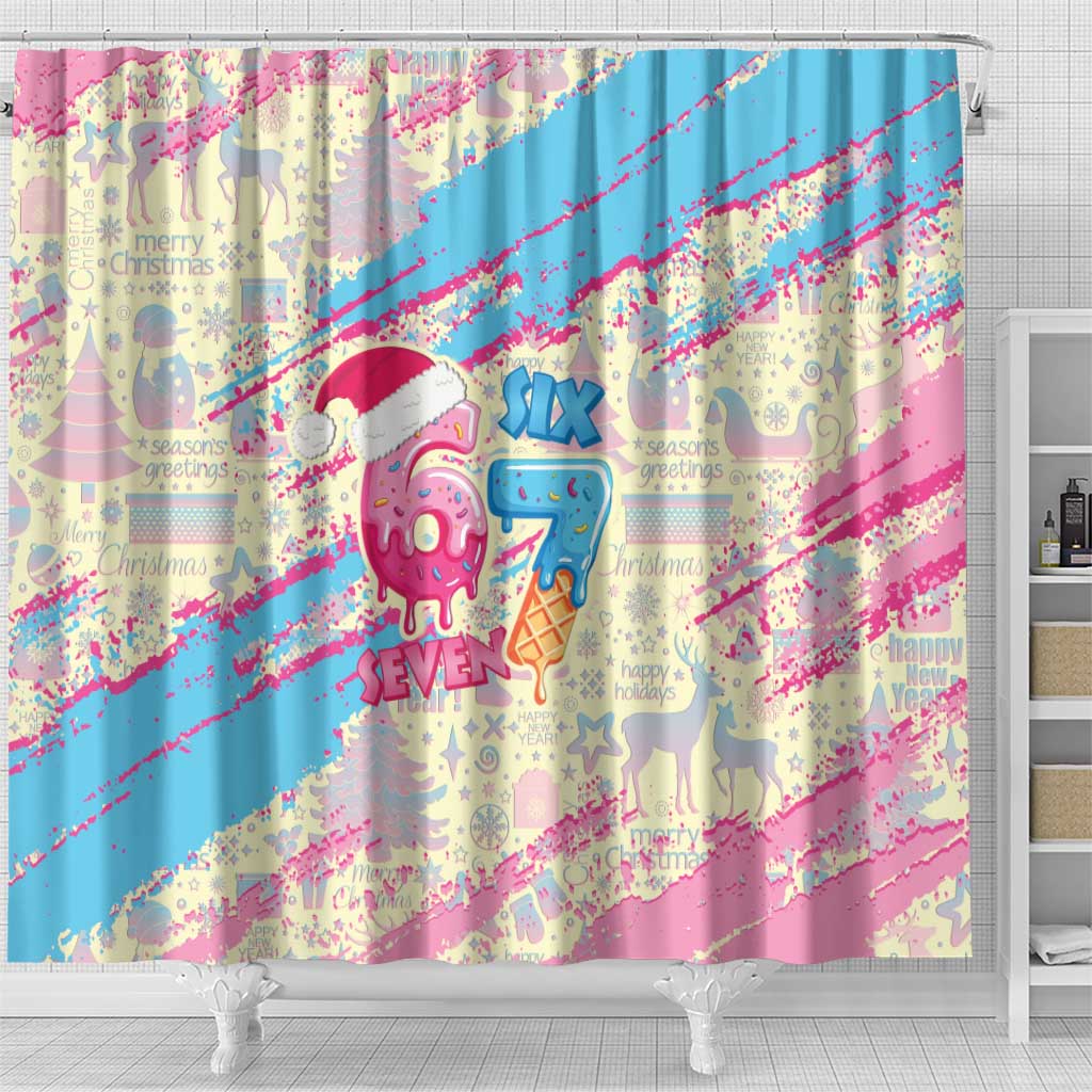 Six Seven Ice Cream Drip Shower Curtain 67 Funny Christmas Gen Alpha Slang - Wonder Print Shop