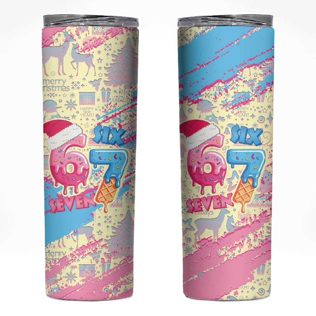 Six Seven Ice Cream Drip Skinny Tumbler 67 Funny Christmas Gen Alpha Slang - Wonder Print Shop