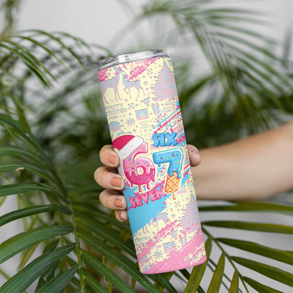 Six Seven Ice Cream Drip Skinny Tumbler 67 Funny Christmas Gen Alpha Slang - Wonder Print Shop
