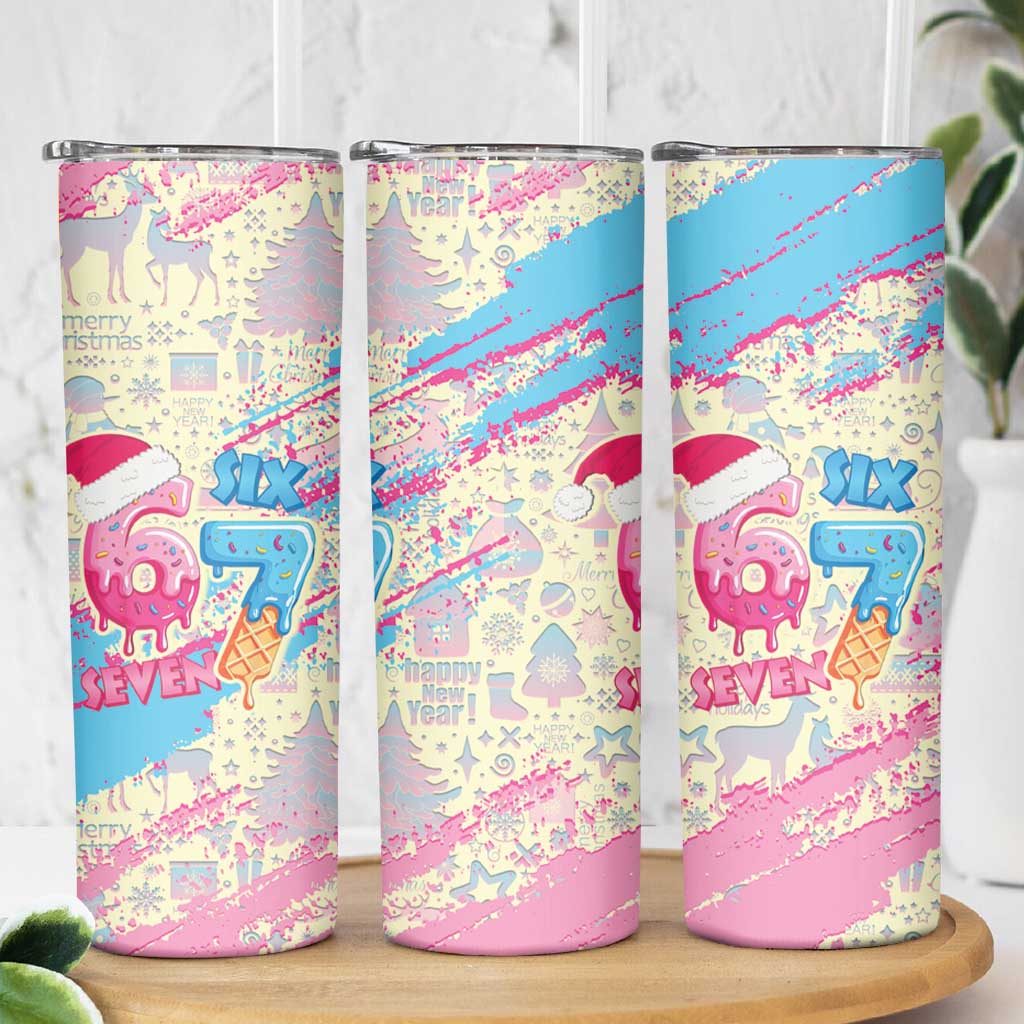 Six Seven Ice Cream Drip Skinny Tumbler 67 Funny Christmas Gen Alpha Slang - Wonder Print Shop